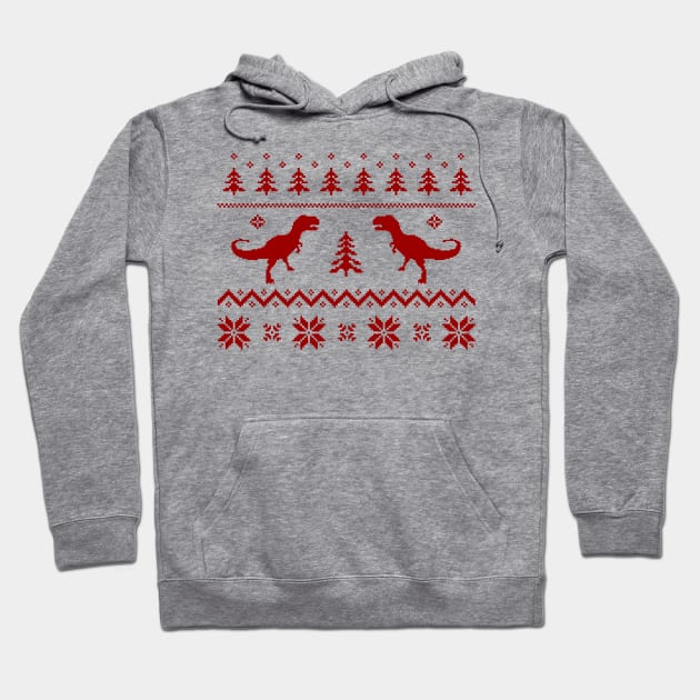 Christmas Ugly Sweater pattern dinosaur Hoodie by Closeddoor